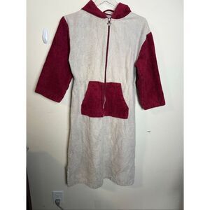 KIWI Girls Hooded Long Sleeve Cotton Terry Grey Bathrobe – with Zipper 14/16 Poc